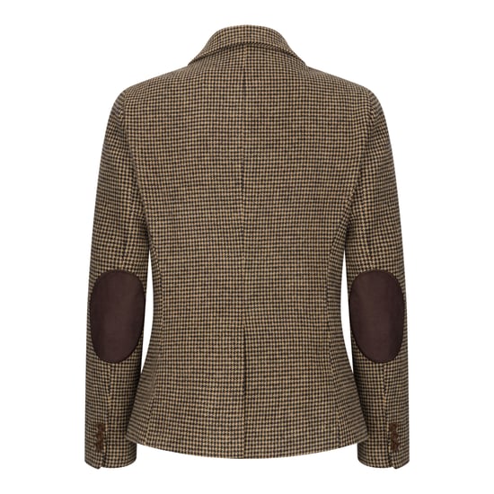 Maßgeschneiderter Damenblazer aus Wollmischung mit Hahnentrittmuster in Braun - Image 6