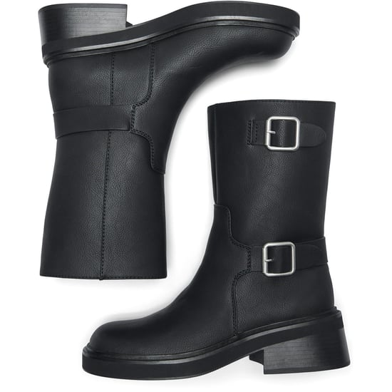 ONLY BUTTER-2 Polyurethan Damen Schwarze Absatz Stiefeletten bis zur Wadenmitte - Image 3