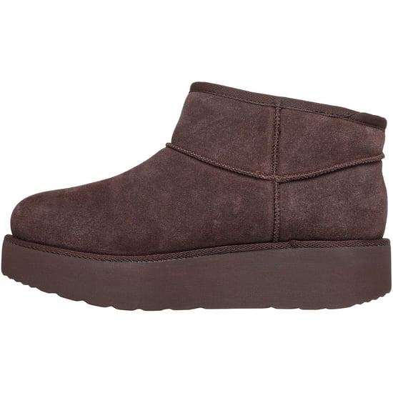 Skechers Keep Cozy Leder Damen Schokoladen Winter Stiefeletten - Image 4