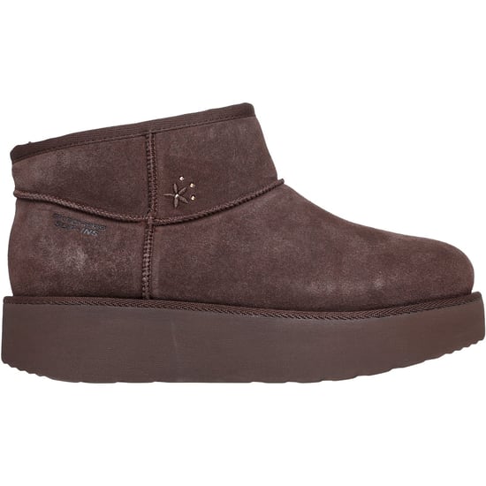 Skechers Keep Cozy Leder Damen Schokoladen Winter Stiefeletten - Image 5