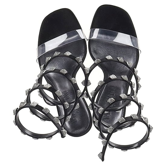 Valentino Garavani Rockstud Wickel-Sandaletten aus schwarzem Leder - Image 3