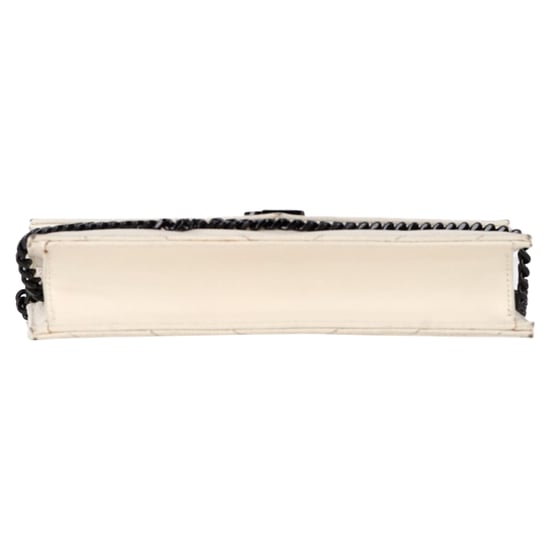 Saint Laurent Matelassé – Gesteppte, genarbte Brieftasche mit Umschlagkette aus weißem Leder - Image 5