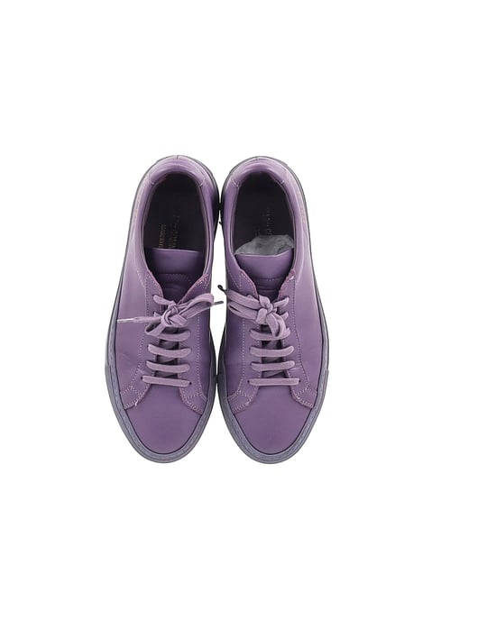 Common Projects – Achilles – Niedrige Sneakers aus lila Leder - Image 5
