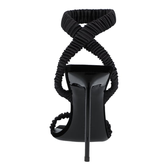 Saint Laurent Pam Sandalen aus Satin-Krêpe Schwarz - Image 3