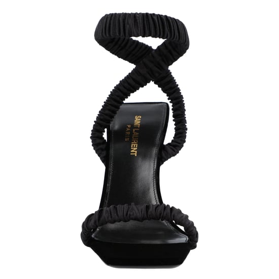 Saint Laurent Pam Sandalen aus Satin-Krêpe Schwarz - Image 6