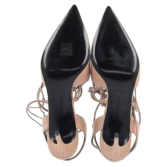 Saint Laurent Paris – Enge Pumps mit Schlangenhautprägung aus beigem Leder - Image 6
