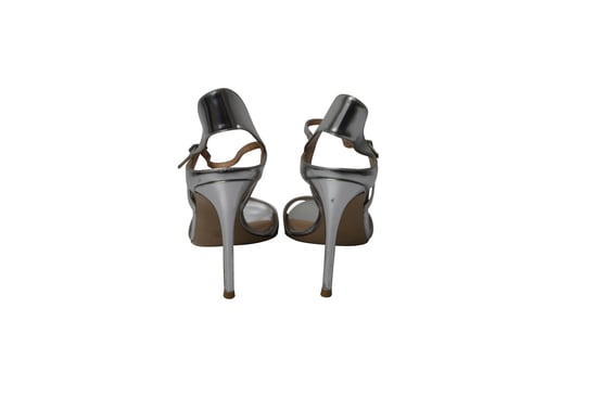 Gianvito Rossi Sandalen mit Knöchelriemen aus silbernem Leder - Image 4