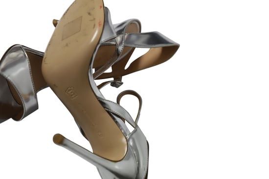 Gianvito Rossi Sandalen mit Knöchelriemen aus silbernem Leder - Image 6