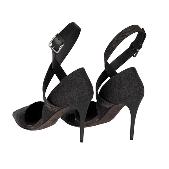 Brunello Cucinelli Monili – Pumps aus Pythonleder mit Knöchelriemen und Perlen – 10er - Image 3