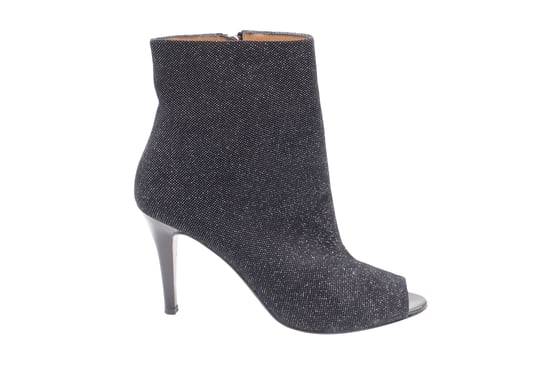 Fratelli Rossetti – Spitz zulaufende Stiefel mit offener Zehenpartie aus schwarzem Leder in Metallic-Optik - Image 1
