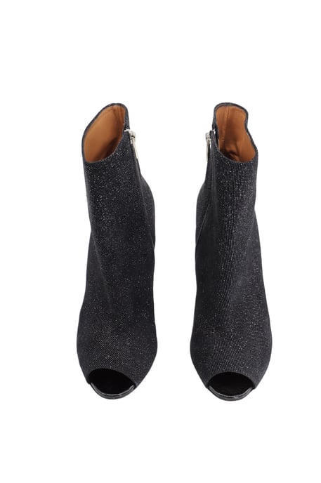 Fratelli Rossetti – Spitz zulaufende Stiefel mit offener Zehenpartie aus schwarzem Leder in Metallic-Optik - Image 2