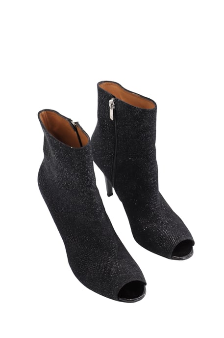 Fratelli Rossetti – Spitz zulaufende Stiefel mit offener Zehenpartie aus schwarzem Leder in Metallic-Optik - Image 3