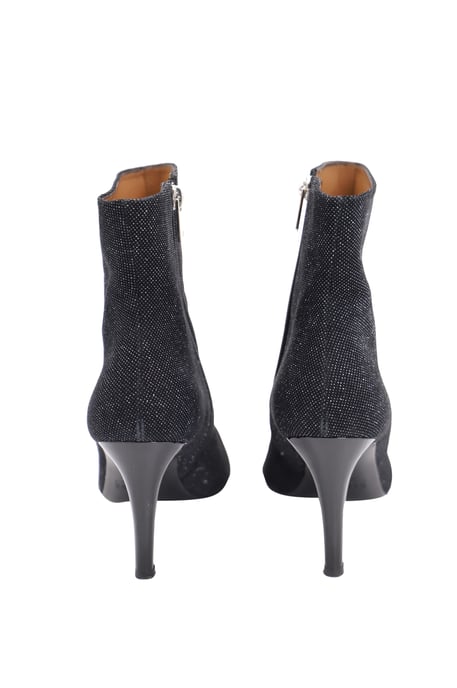 Fratelli Rossetti – Spitz zulaufende Stiefel mit offener Zehenpartie aus schwarzem Leder in Metallic-Optik - Image 4