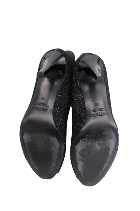 Fratelli Rossetti – Spitz zulaufende Stiefel mit offener Zehenpartie aus schwarzem Leder in Metallic-Optik - Image 6