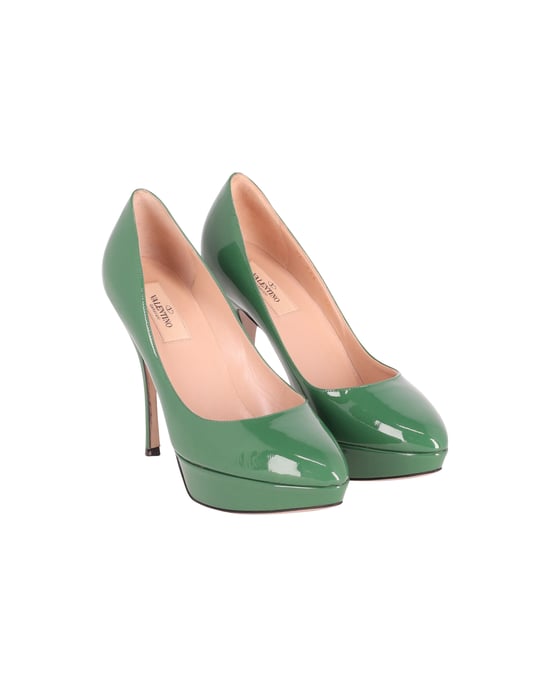 Valentino Plateaupumps aus grünem Lackleder - Image 3