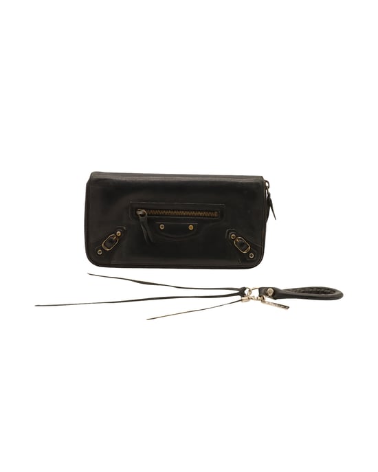 Balenciaga Companion Lange Geldbörse mit Reißverschluss aus schwarzem Kalbsleder - Image 1