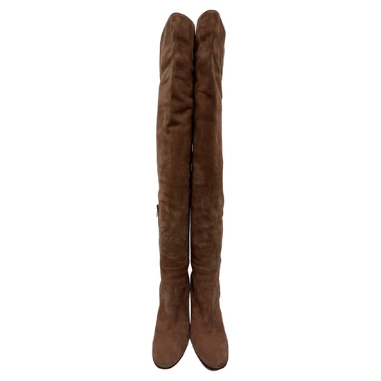 Gianvito Rossi Kniehohe Stiefel mit Blockabsatz aus braunem Wildleder - Image 2
