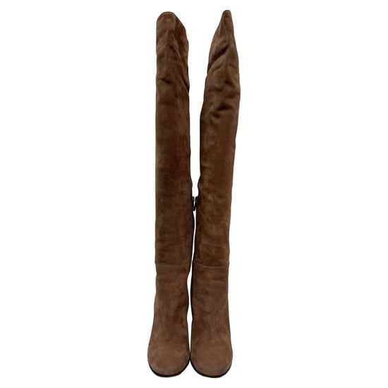 Gianvito Rossi Kniehohe Stiefel mit Blockabsatz aus braunem Wildleder - Image 3