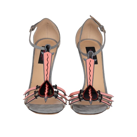 Valentino Love Blade T-Riemensandalen aus grauem Wildleder – 10er - Image 2