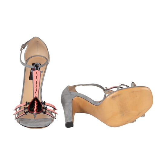 Valentino Love Blade T-Riemensandalen aus grauem Wildleder – 10er - Image 4