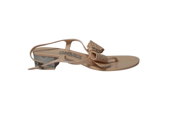 Salvatore Ferragamo Perala Ribbon Thong Sandalen aus rosa Gummi - Image 1