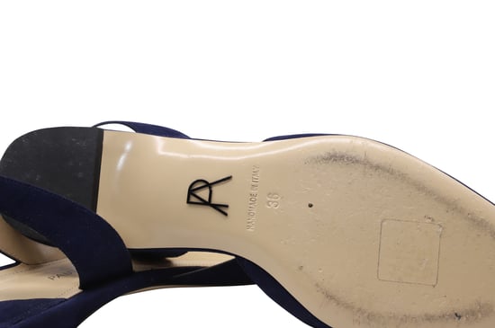 Paul Andrew Rhea 15 Slingback-Sandalen aus marineblauem Wildleder - Image 5