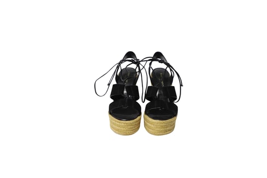 Saint Laurent – Espadrille-Plateau-Wedges aus schwarzem Wildleder - Image 2