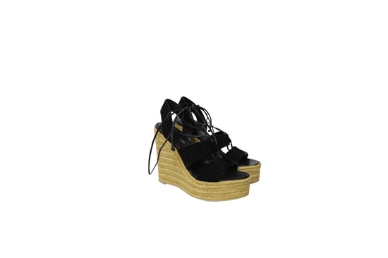Saint Laurent – Espadrille-Plateau-Wedges aus schwarzem Wildleder - Image 3