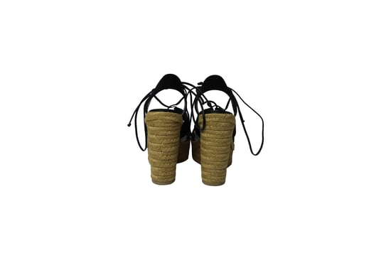 Saint Laurent – Espadrille-Plateau-Wedges aus schwarzem Wildleder - Image 4