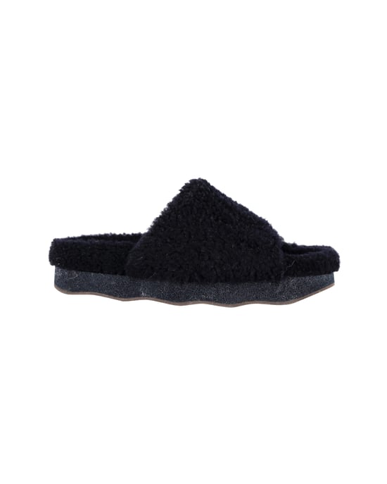 Chloé Wellen-Slides aus schwarzem Schaffell und Leder - Image 1