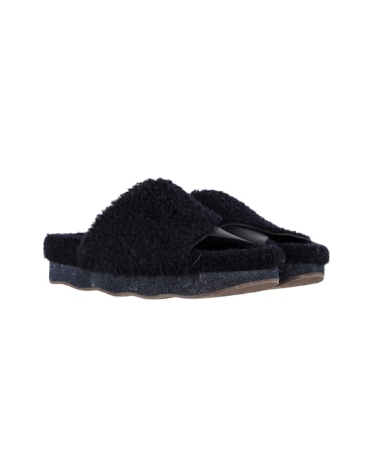 Chloé Wellen-Slides aus schwarzem Schaffell und Leder - Image 2