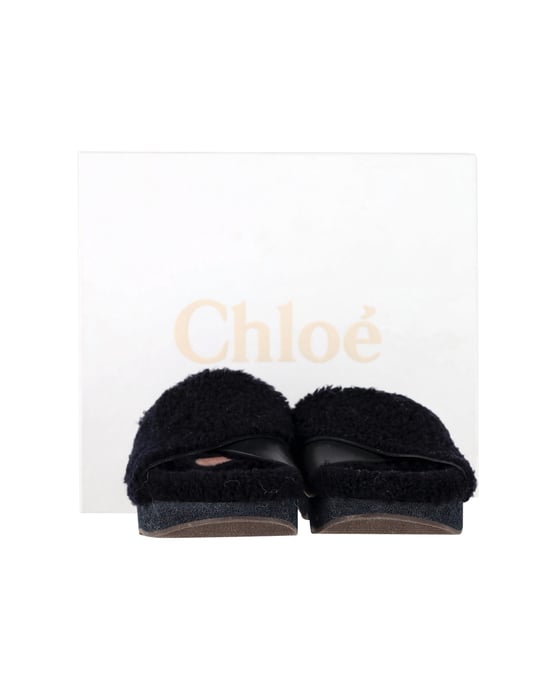 Chloé Wellen-Slides aus schwarzem Schaffell und Leder - Image 4