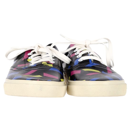 Saint Laurent – Bedruckte Low-Top-Sneakers aus schwarzem Leder - Image 2