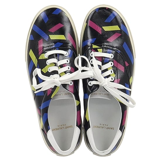 Saint Laurent – Bedruckte Low-Top-Sneakers aus schwarzem Leder - Image 3