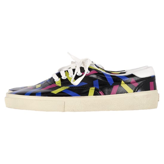 Saint Laurent – Bedruckte Low-Top-Sneakers aus schwarzem Leder - Image 4