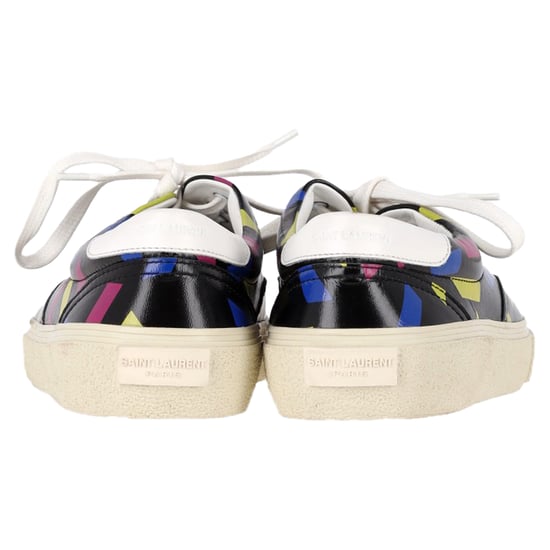 Saint Laurent – Bedruckte Low-Top-Sneakers aus schwarzem Leder - Image 5