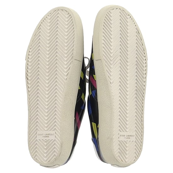 Saint Laurent – Bedruckte Low-Top-Sneakers aus schwarzem Leder - Image 6