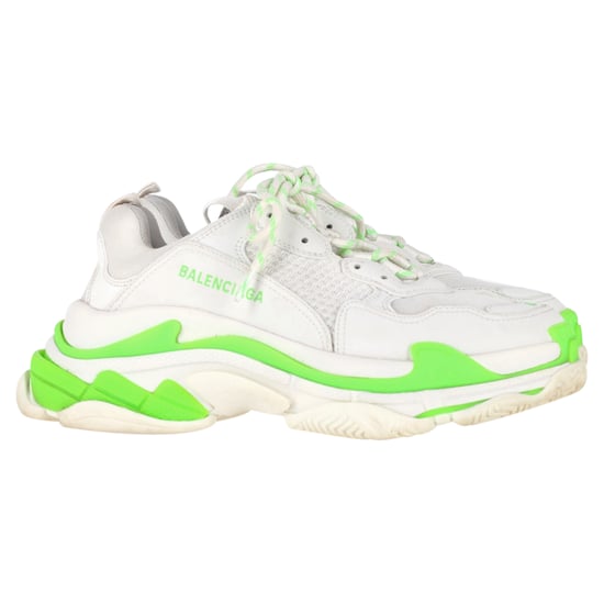 Balenciaga Triple S Sneakers aus weißem und neongrünem Polyester - Image 1