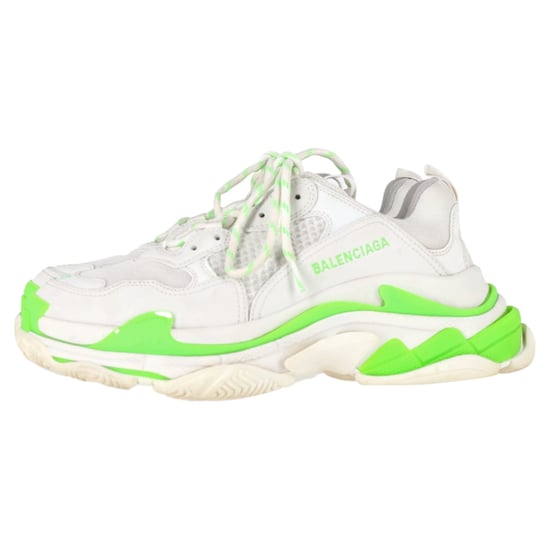 Balenciaga Triple S Sneakers aus weißem und neongrünem Polyester - Image 4