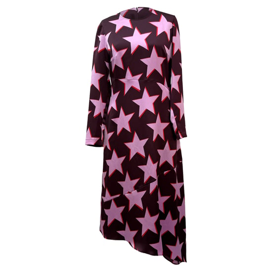 Hugo Boss – Asymmetrisches Midikleid mit Sternendruck aus mehrfarbigem Satin - Image 1