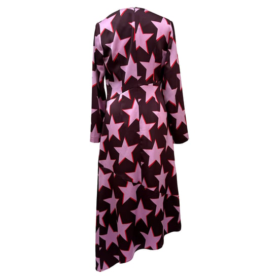 Hugo Boss – Asymmetrisches Midikleid mit Sternendruck aus mehrfarbigem Satin - Image 3