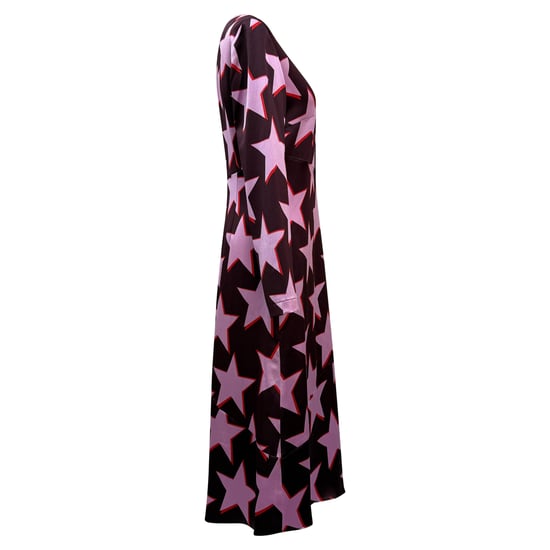 Hugo Boss – Asymmetrisches Midikleid mit Sternendruck aus mehrfarbigem Satin - Image 5