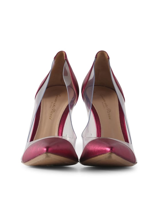 Gianvito Rossi Metallic Pink Leder- und PVC-Pumps - Image 2