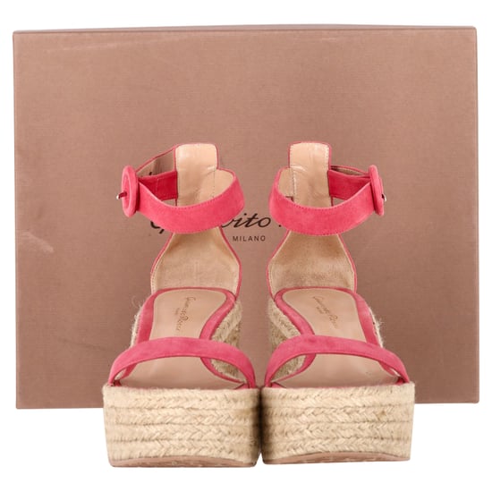 Gianvito Rossi Portofino Plateau Wedge Espadrilles Sandalen aus rosa Wildleder - Image 2