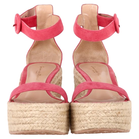 Gianvito Rossi Portofino Plateau Wedge Espadrilles Sandalen aus rosa Wildleder - Image 3