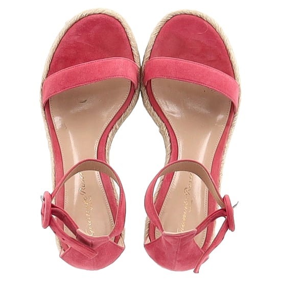 Gianvito Rossi Portofino Plateau Wedge Espadrilles Sandalen aus rosa Wildleder - Image 4