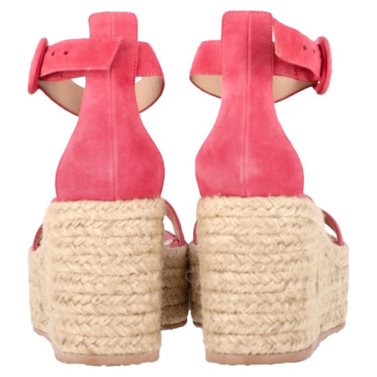 Gianvito Rossi Portofino Plateau Wedge Espadrilles Sandalen aus rosa Wildleder - Image 6
