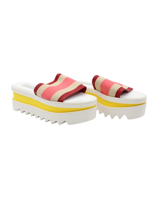 Stella Mccartney – Plateau-Slides mit Farbblockdesign aus weißem Kunstleder - Image 3