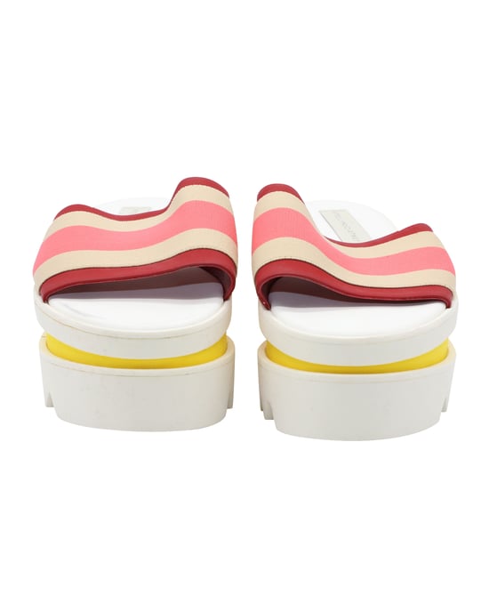 Stella Mccartney – Plateau-Slides mit Farbblockdesign aus weißem Kunstleder - Image 4