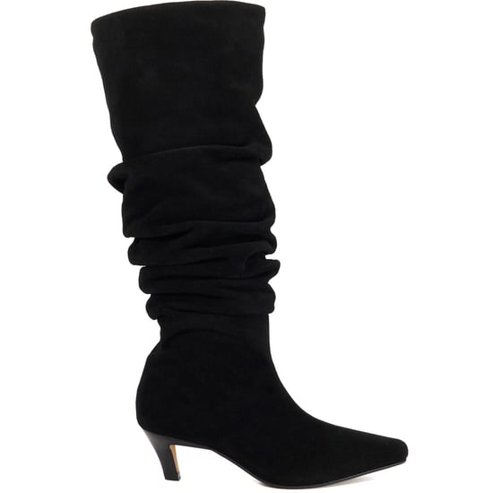 Dune Saunders Leder Damen Schwarze Stiefeletten mit Absatz bis zum Knie - Image 3